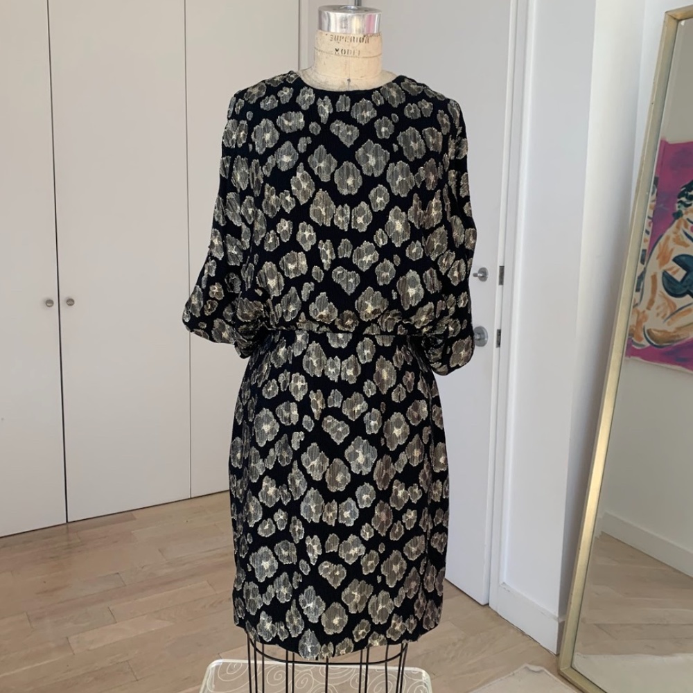 SAINT LAURENT metallic floral dress